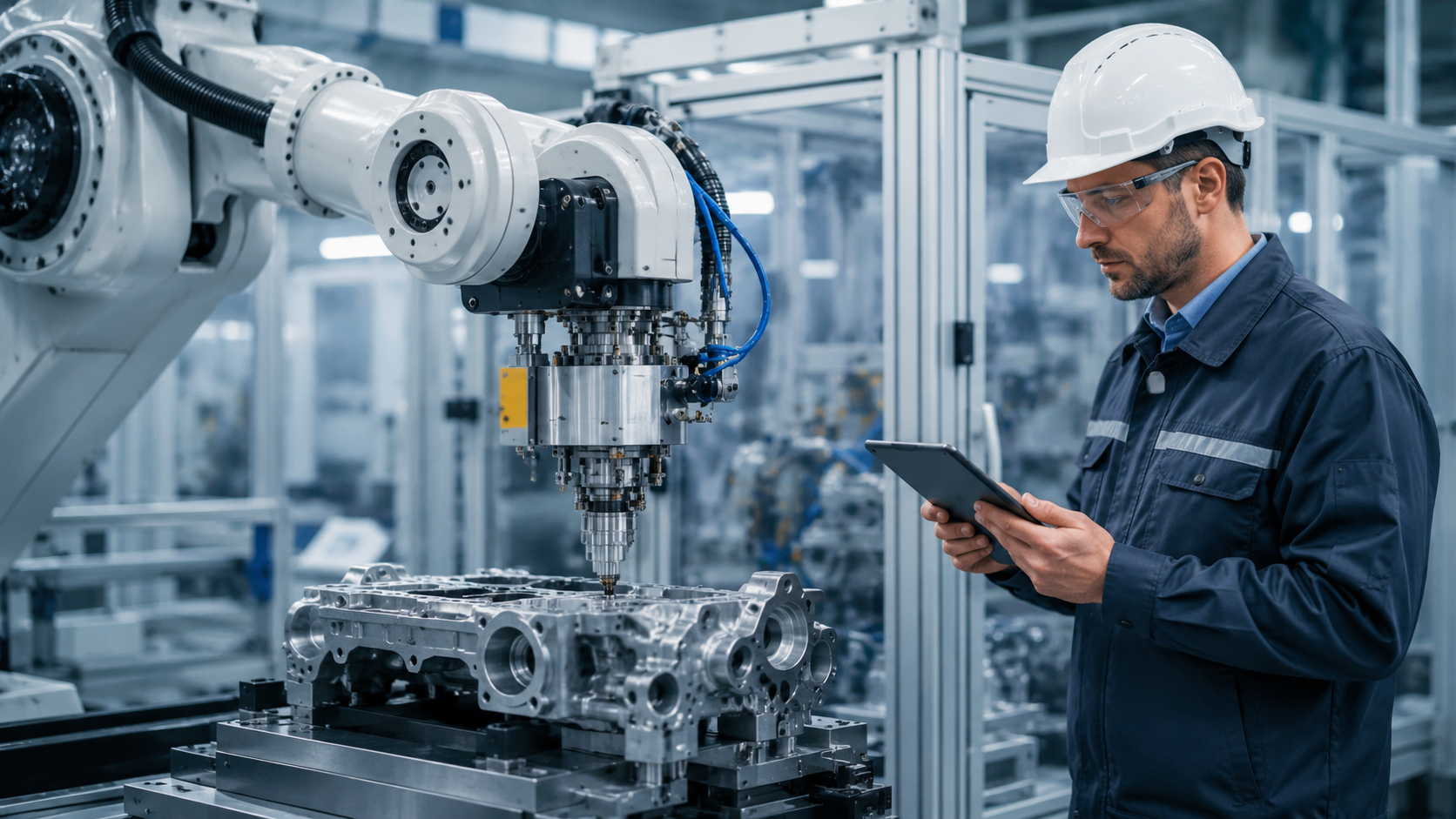 精密加工用ロボットアームでの製造工程